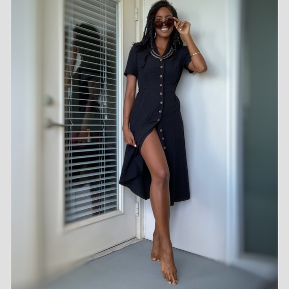 Vintage black dress with leopard - Picture 2 of 5